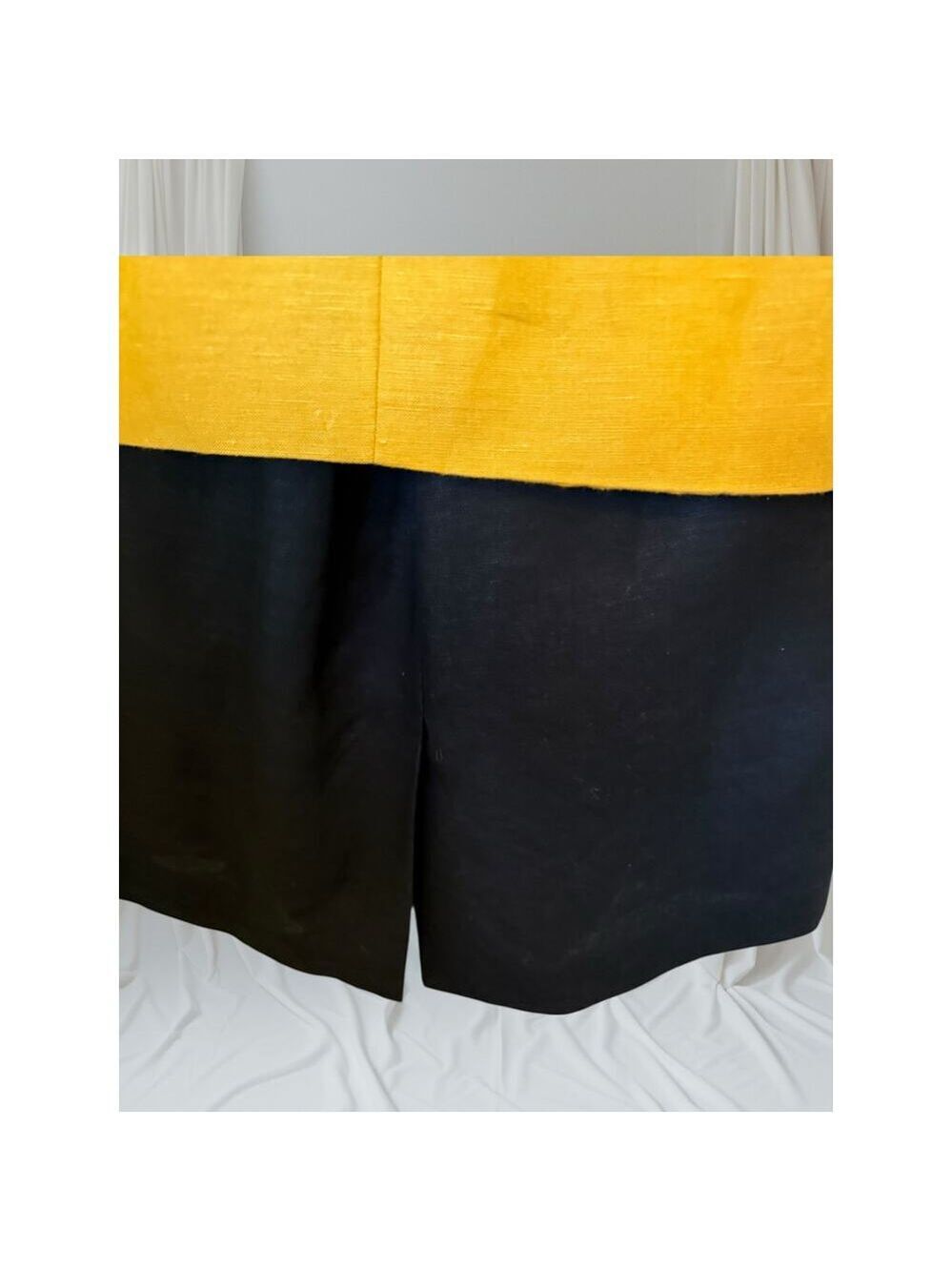 Vintage Oleg Cassini Mustard & Black Linen Double-Breasted Skirt Suit Set - Picture 7 of 9